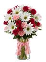 Bouquet toni rosso, rosa e bianco