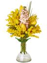 Bouquet di mimosa con violaciocca